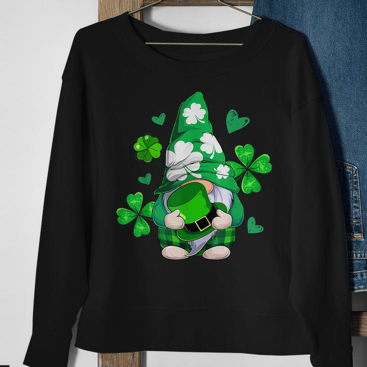 Love Gnomes Irish Shamrock St Patricks Day Four Leaf Clover Men Women Sweatshirt Graphic Print Unisex Gifts for Old Women