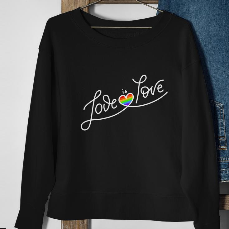 Love Is Love Script Gay Pride Colorful Rainbow Heart Sweatshirt Gifts for Old Women