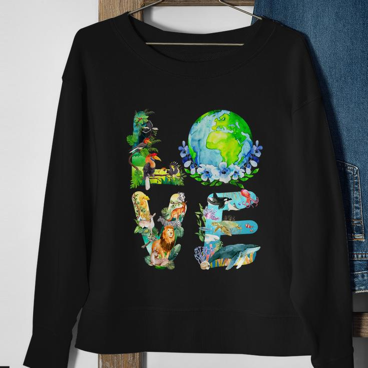 Love World Earth Day 2022 Planet Environmental Animal Tshirt Sweatshirt Gifts for Old Women