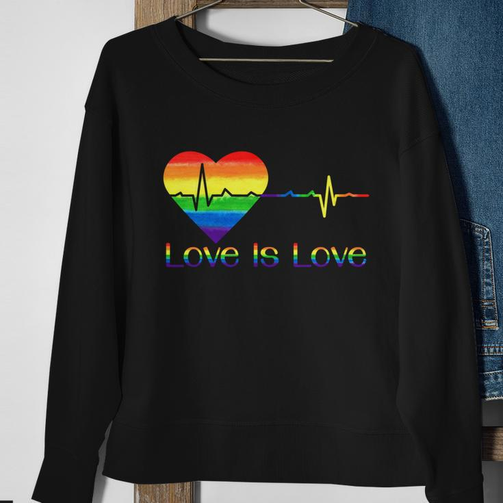 Lovely Lgbt Gay Pride Heartbeat Lesbian Gays Love Is Love Cool Gift Sweatshirt Gifts for Old Women