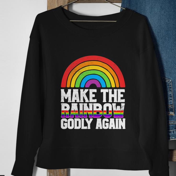 Make The Rainbow Godly Again Lgbt Funny Flag Gay Pride Sweatshirt Gifts for Old Women