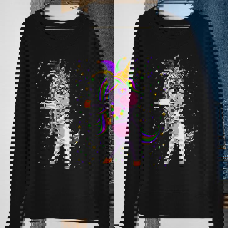 Mardi Gras Flossing Unicorn Jester Hat Unicorn Gifts Men Women Sweatshirt Graphic Print Unisex Gifts for Old Women