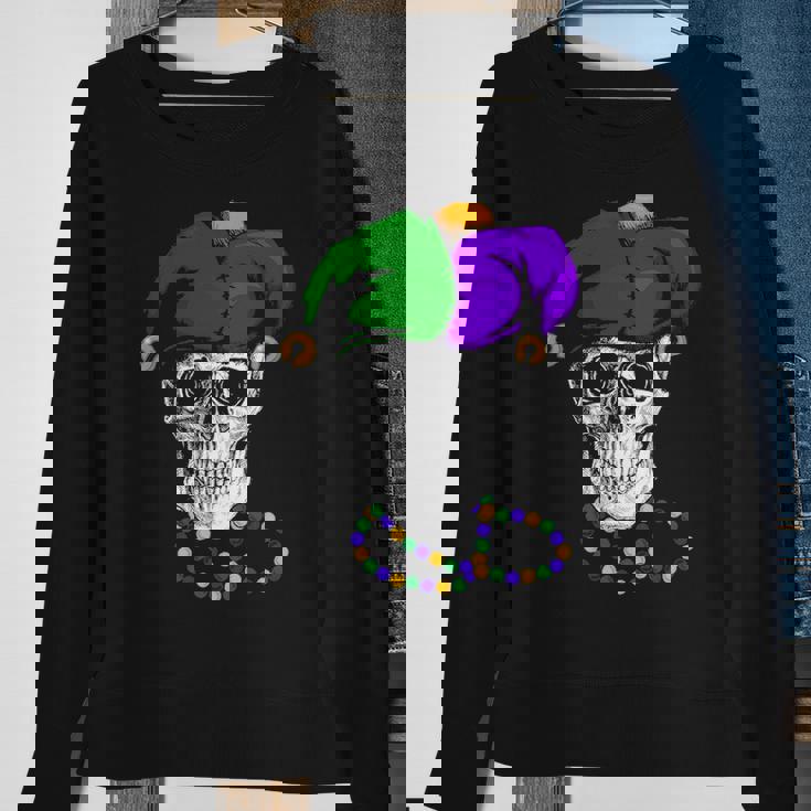Mardi Gras Skull Jester Hat Sweatshirt Gifts for Old Women
