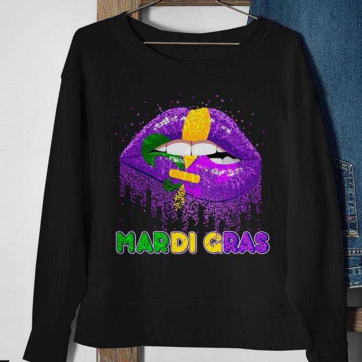 Mardi Gras Sparkle Lips Sweatshirt Gifts for Old Women