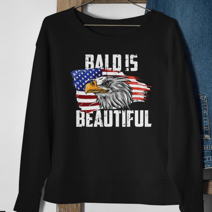 Mens Bald Is Beautiful July 4Th Eagle Patriotic American Vintage Sweatshirt Gifts for Old Women