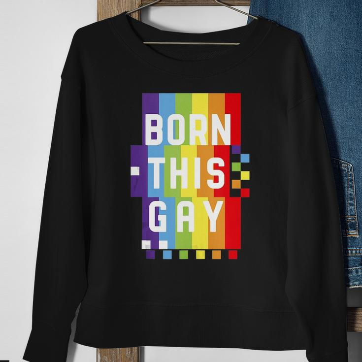 Mens Born This Gay Quote Pride Month Rainbow Sweatshirt Gifts for Old Women