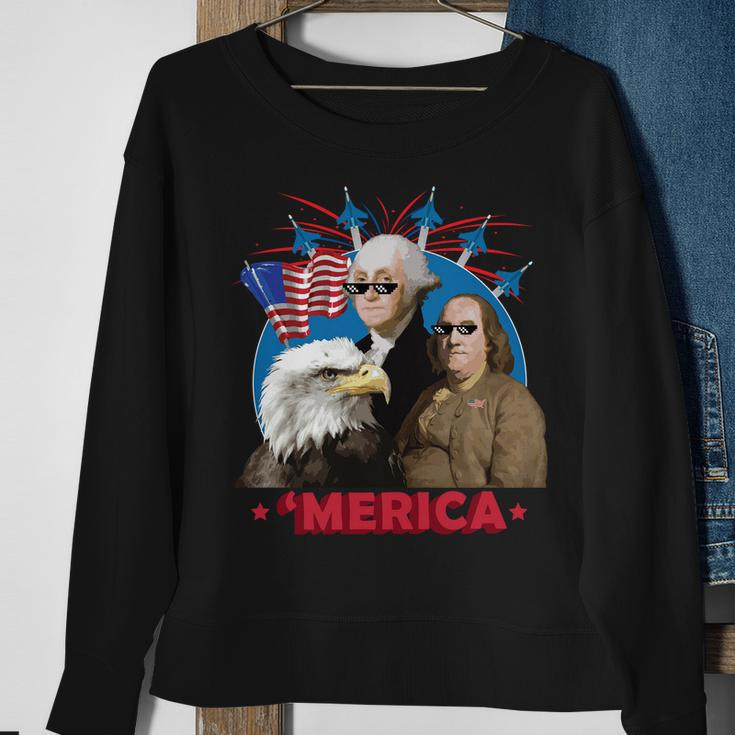 Merica Patriotic Party Sweatshirt Gifts for Old Women