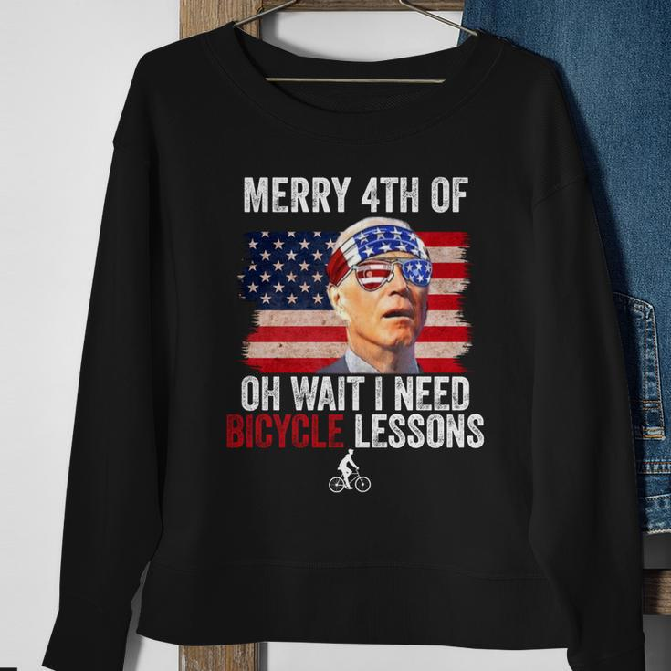 Merry 4Th Of July Biden Bike Bicycle Falls Off Funny Sweatshirt Gifts for Old Women