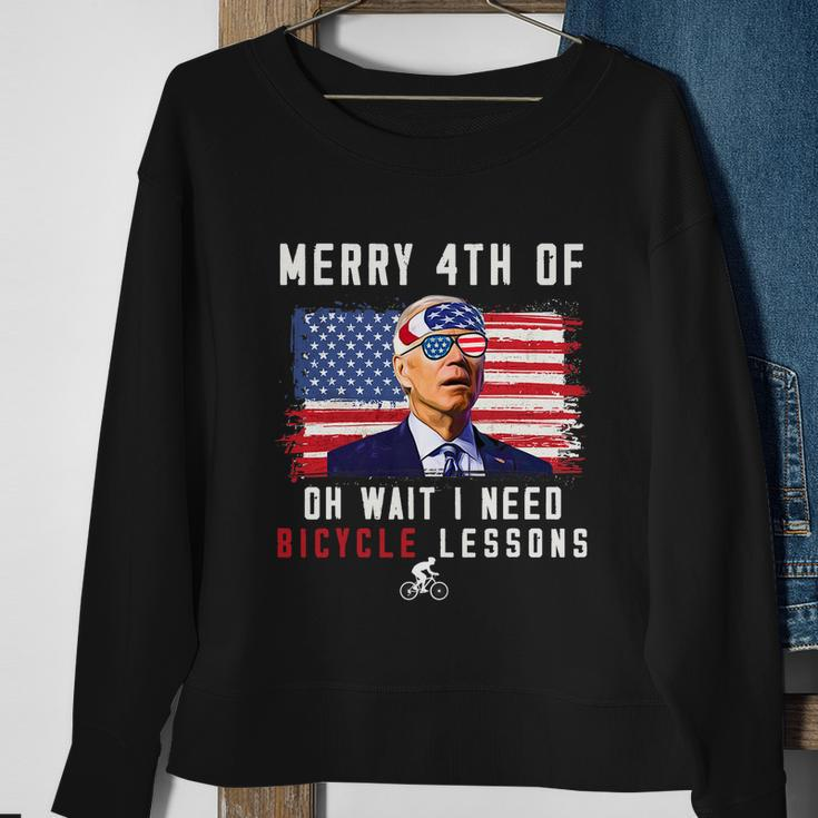 Merry 4Th Of July Biden Bike Bicycle Falls Off Funny V4 Sweatshirt Gifts for Old Women