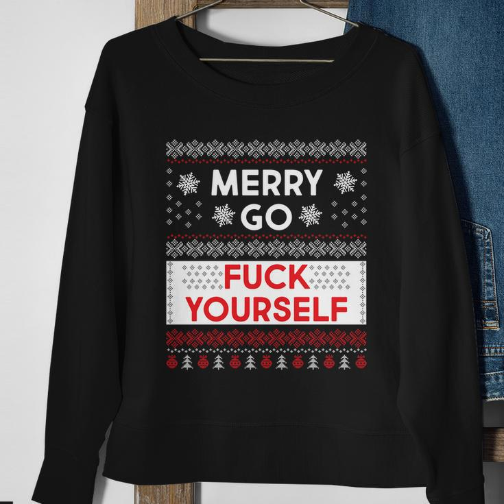 Merry Go FCk Yourself Ugly Christmas Sweater Sweatshirt Gifts for Old Women