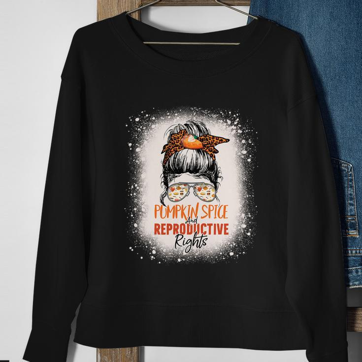 Messy Bun Bleached Pumpkin Spice And Reproductive Rights Cute Gift Sweatshirt Gifts for Old Women