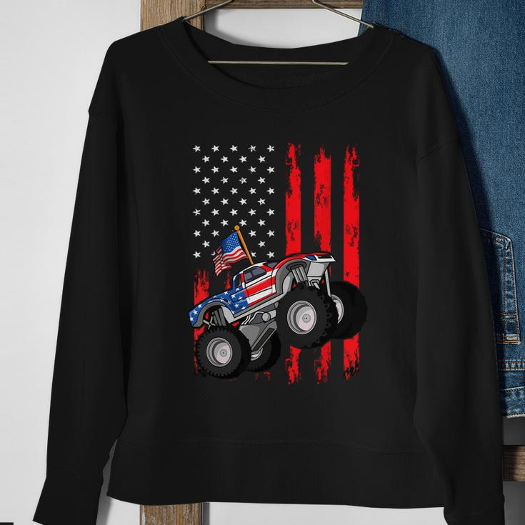 Monster Truck American Flag Racing Usa Patriotic Sweatshirt Gifts for Old Women