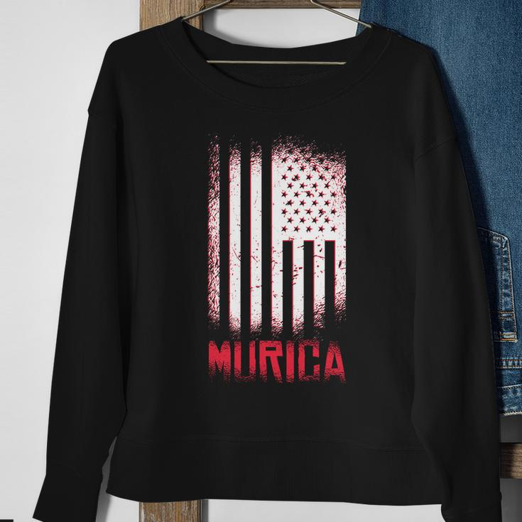 Murica American Flag Patriotic Sweatshirt Gifts for Old Women