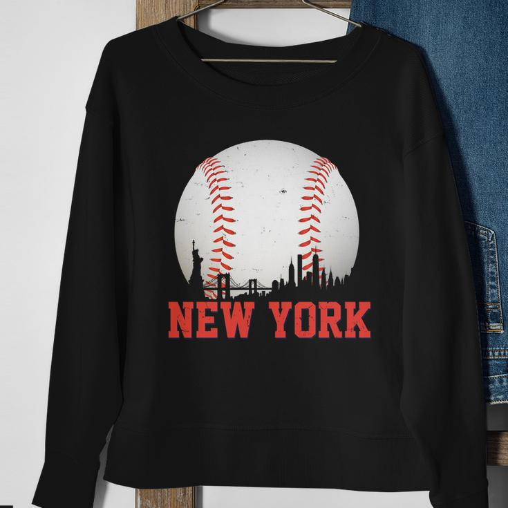 New York Skyline Baseball Sports Fan Sweatshirt Gifts for Old Women