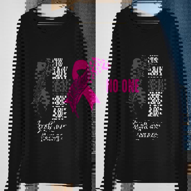 No One Fights Alone Breast Cancer Awareness Meaningful Gift Sweatshirt Gifts for Old Women