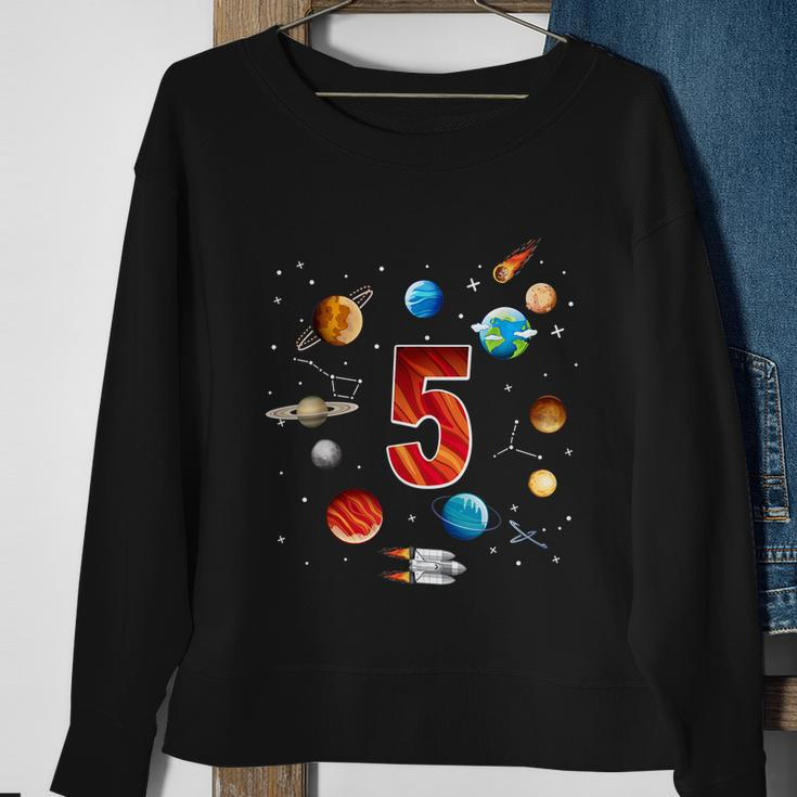 Outer Space 5 Years Old 5Th Birthday Boys Planets Astronaut Sweatshirt Gifts for Old Women