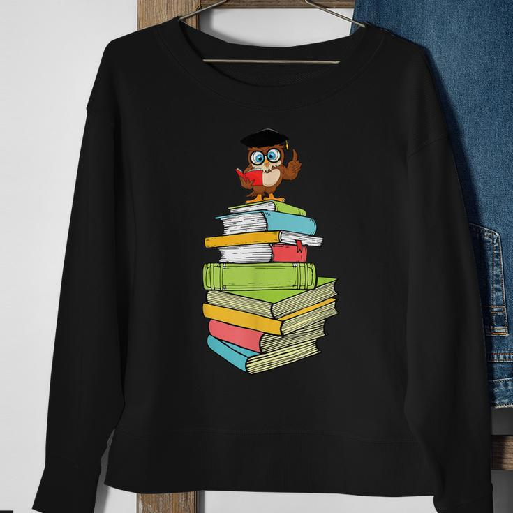Owl Nerd Books Book Bookworm Literature Library Reading Gift Sweatshirt Gifts for Old Women