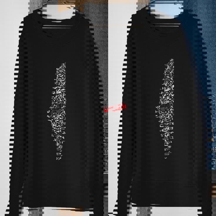 Palestinian Map With Cities Villages Calligraphy Palestine Gift Graphic Design Printed Casual Daily Basic Sweatshirt Gifts for Old Women Palestinian Map With Cities Villages Calligraphy Palestine Gift Graphic Design Printed Casual Daily Basic Sweatshirt Gifts for Old Women