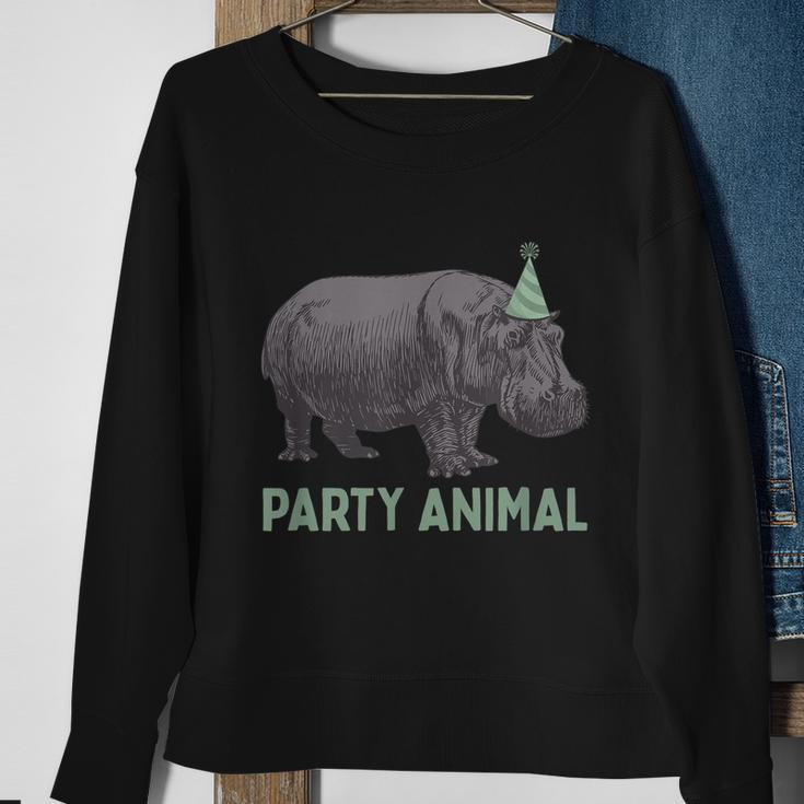 Party Animal Hippo Birthday Hippo Birthday Sweatshirt Gifts for Old Women