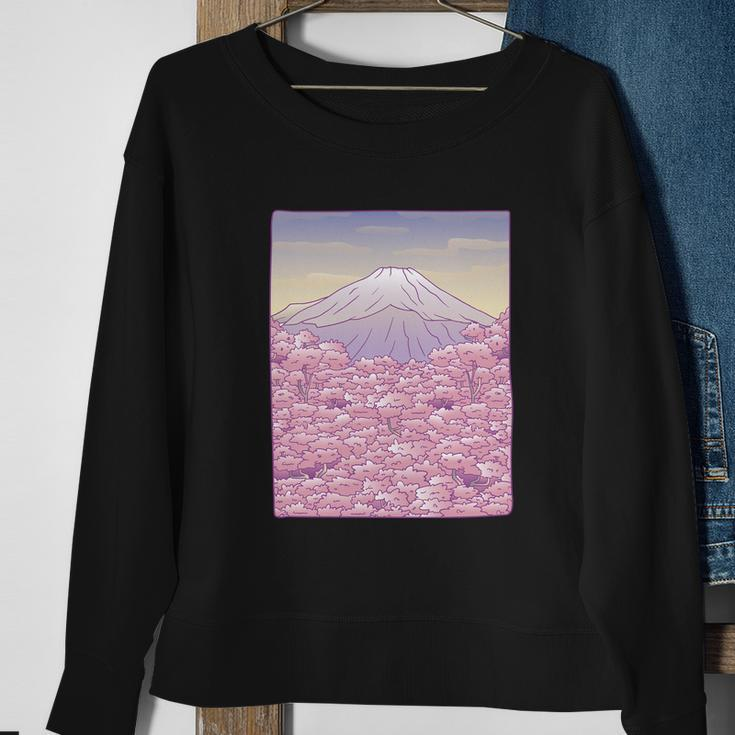 Pastel Mount Fuji Sweatshirt Gifts for Old Women