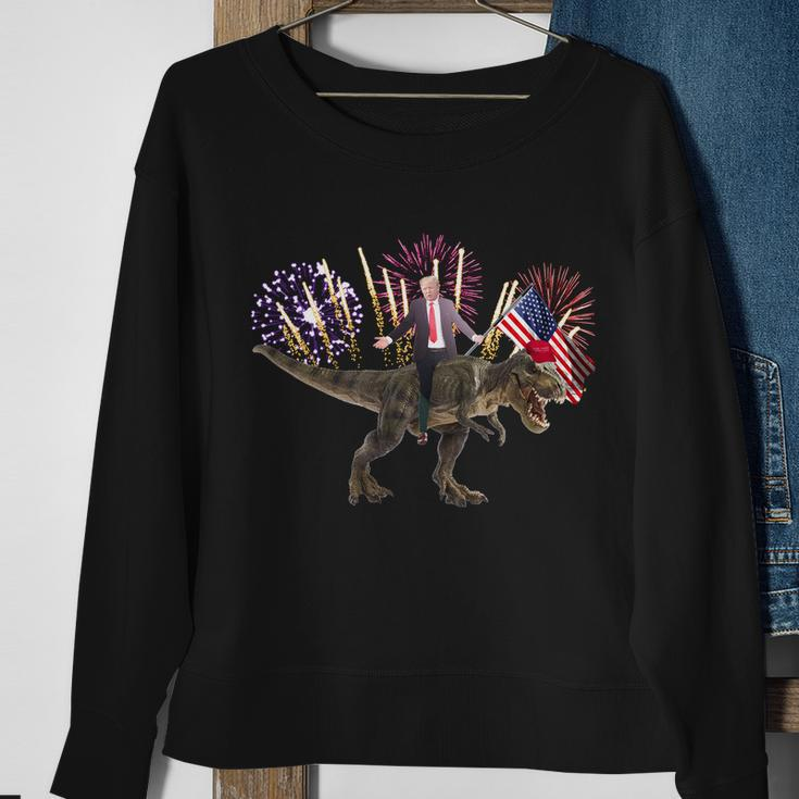 Patriotic Donald Trump On A Dinosaur Sweatshirt Gifts for Old Women