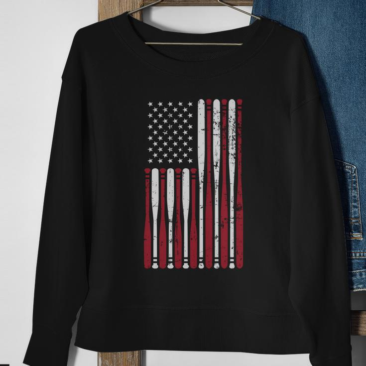 Patriotic Us American Baseball Bats And Stars Stripes Flag Great Gift Sweatshirt Gifts for Old Women