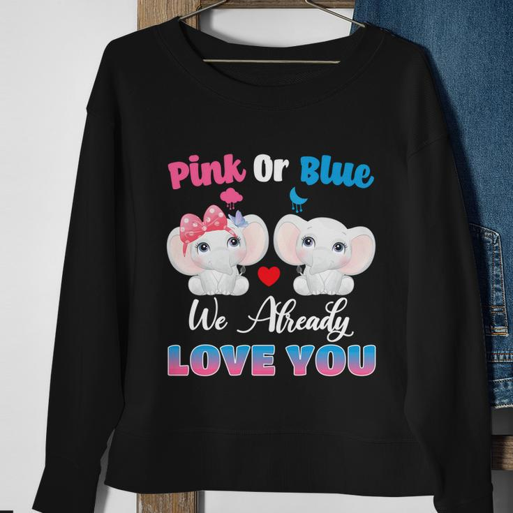 Pink Or Blue We Always Love You Funny Elephant Gender Reveal Gift Sweatshirt Gifts for Old Women