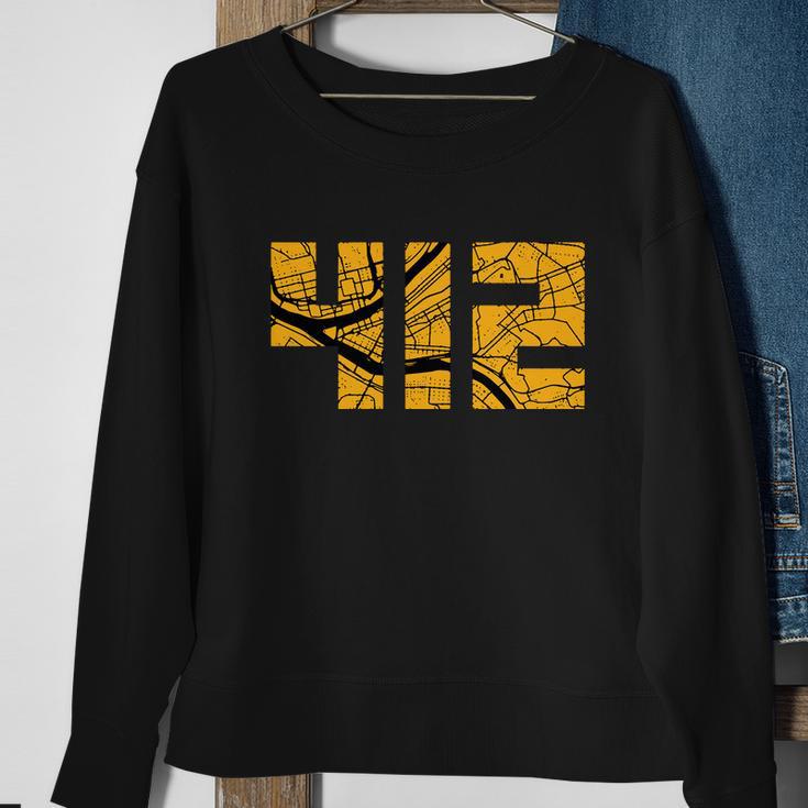 Pittsburgh 412 Map V2 Sweatshirt Gifts for Old Women