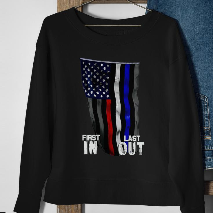 Police Fire Ems First Responder American Flag Sweatshirt Gifts for Old Women