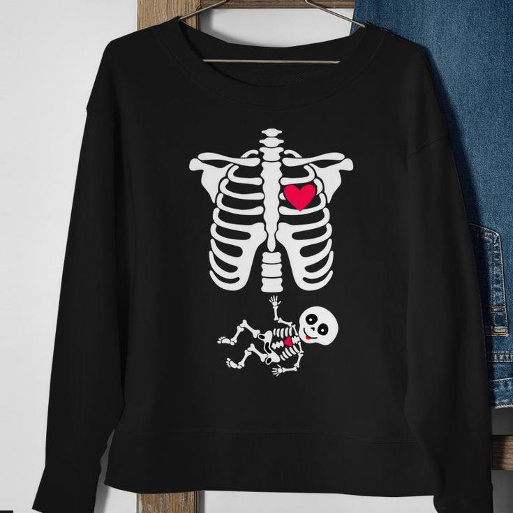 Pregnant Skeleton Ribcage With Baby Costume Sweatshirt Gifts for Old Women