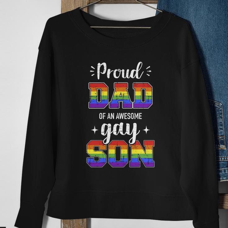 Proud Dad Of Awesome Gay Son Rainbow Pride Month Family Meaningful Gift Sweatshirt Gifts for Old Women