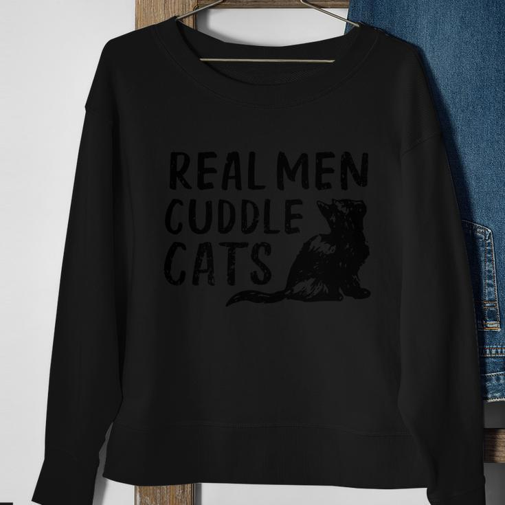 Real Men Cuddle Cats Black Cat Animals Cat Men Women Sweatshirt Graphic Print Unisex Gifts for Old Women