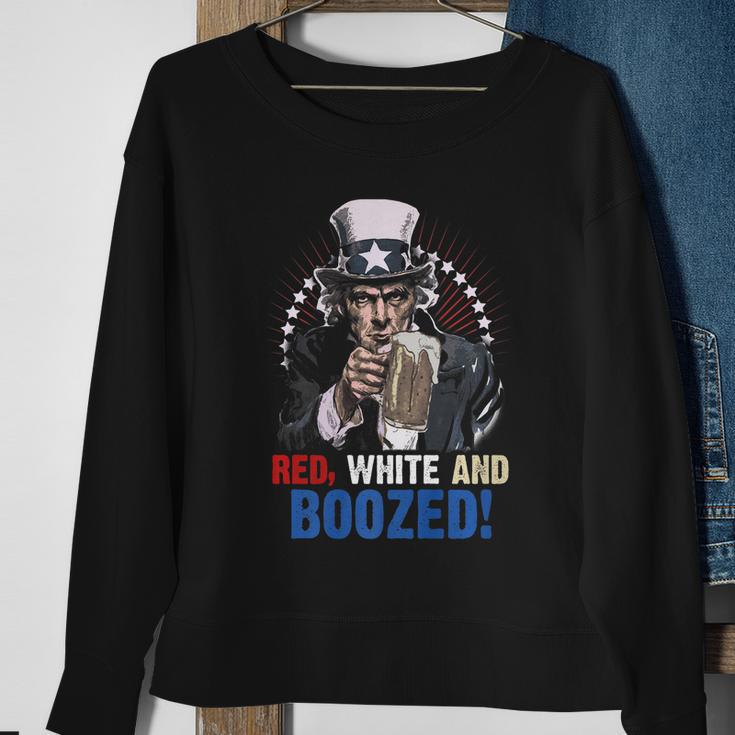 Red White And Boozed 4Th Of July Uncle Sam Sweatshirt Gifts for Old Women