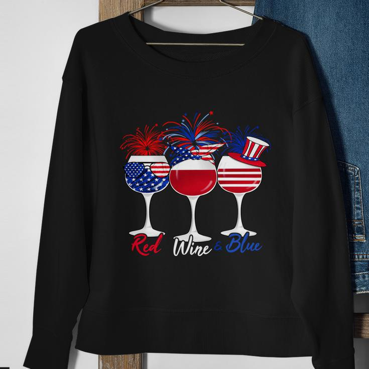 Red Wine Blue 4Th Of July Wine Red White Blue Wine Glasses V5 Sweatshirt Gifts for Old Women