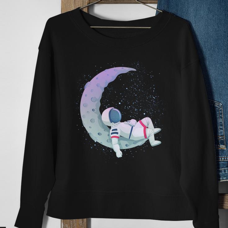 Relaxing Astronaut On The Moon Sweatshirt Gifts for Old Women