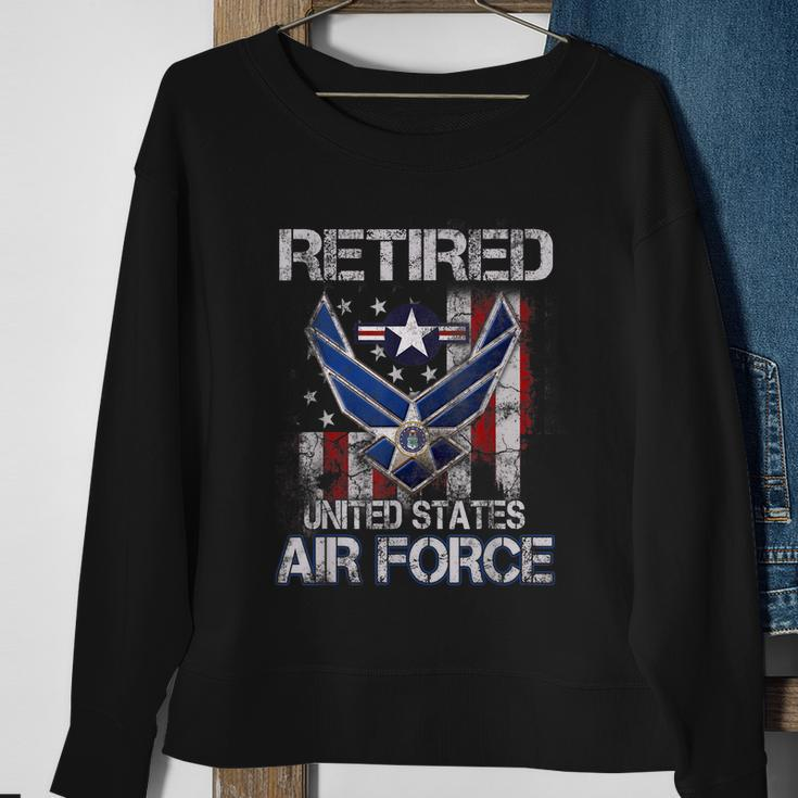 Retired Us Air Force Veteran Usaf Veteran Flag Vintage V2 Sweatshirt Gifts for Old Women