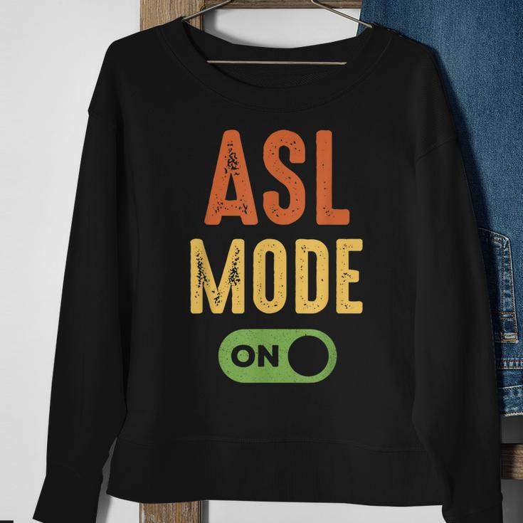 Retro Asl Mode On American Sign Language Vintage Sweatshirt Gifts for Old Women