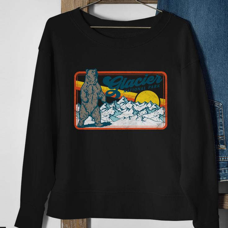 Retro Glacier National Park 80S Bear Graphic 80S Meaningful Gift Sweatshirt Gifts for Old Women