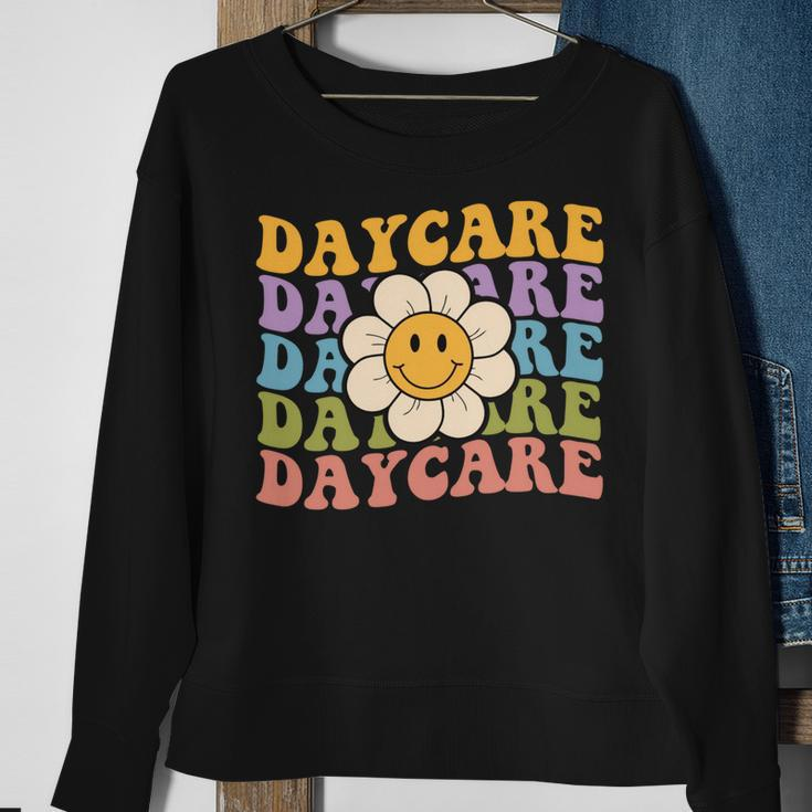 Retro Groovy Daycare Teacher Back To School Sweatshirt Gifts for Old Women