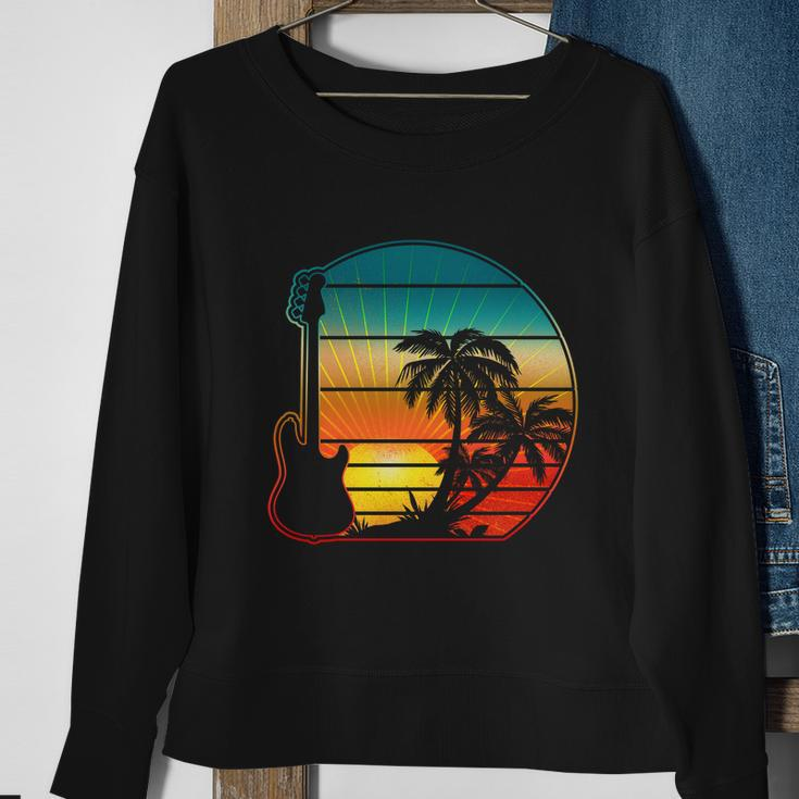 Retro Vintage Guitar Sunset Sunrise Island Sweatshirt Gifts for Old Women