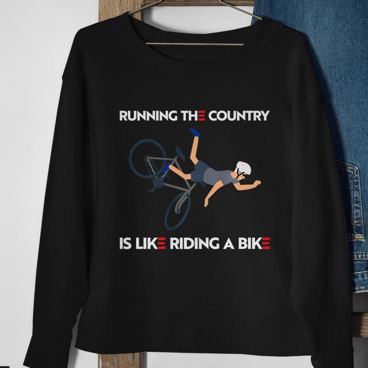 Running The Country Is Like Riding A Bike Joe Biden Funny Sweatshirt Gifts for Old Women