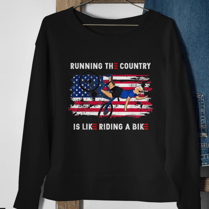 Running The Coutry Is Like Riding A Bike Joe Biden Funny Vintage Sweatshirt Gifts for Old Women