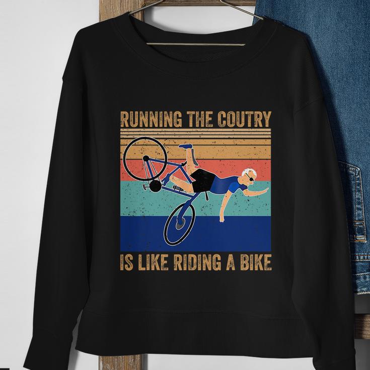 Running The Coutry Is Like Riding A Bike Joe Biden Vintage Funny Biden Sweatshirt Gifts for Old Women