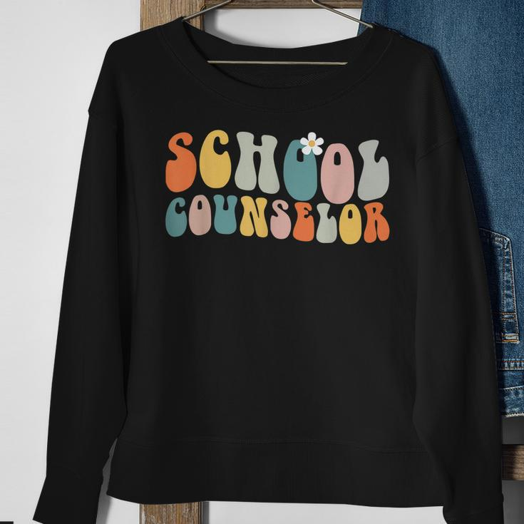 School Counselor Groovy Retro Vintage Sweatshirt Gifts for Old Women