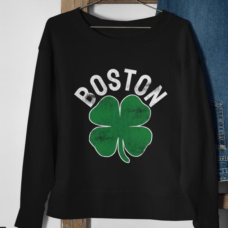 Shamrock Massachusetts Boston St Patricks Day Irish Green Graphic Design Printed Casual Daily Basic Sweatshirt Gifts for Old Women