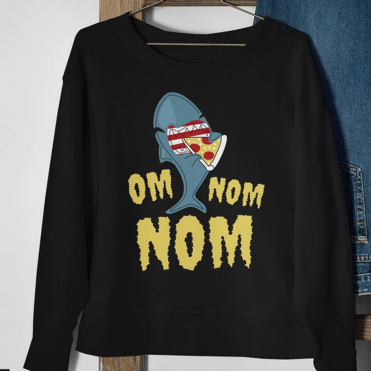 Shark Eating Pizza Om Nom Nom Sweatshirt Gifts for Old Women