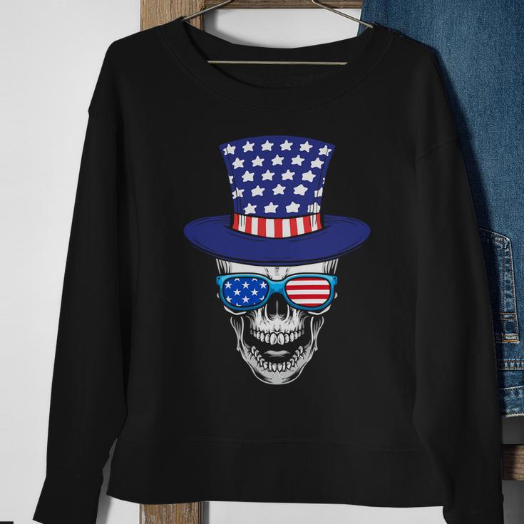 Skull 4Th Of July Uncle Sam Us Graphic Plus Size Shirt For Men Women Family Boy Sweatshirt Gifts for Old Women