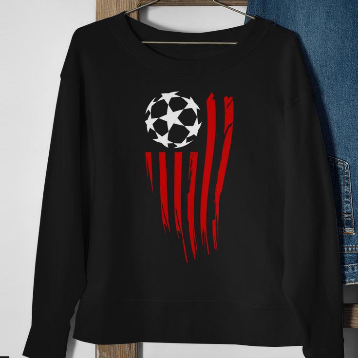 Soccer Ball American Flag Sweatshirt Gifts for Old Women