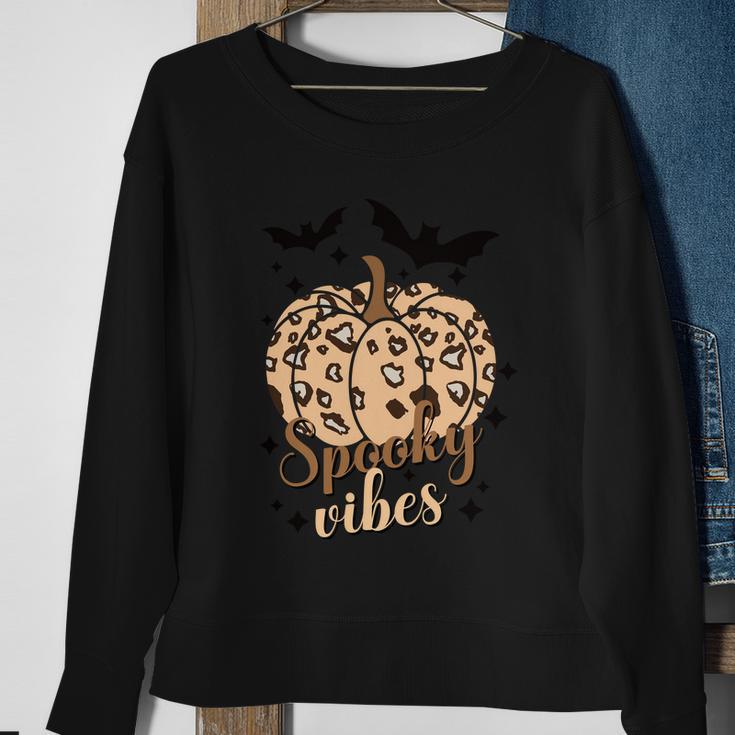 Spooky Vibes Pumpkin Halloween Quote Sweatshirt Gifts for Old Women