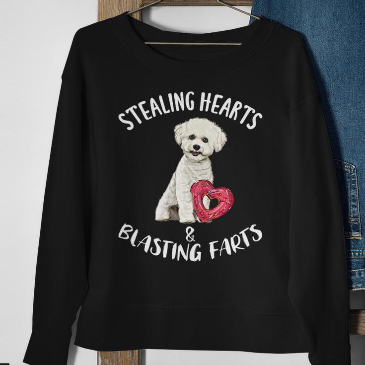 Stealing Hearts Blasting Farts Bichons Frise Valentines Day Sweatshirt Gifts for Old Women